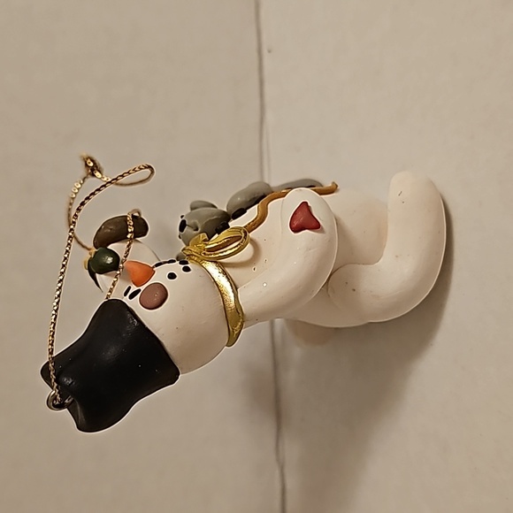 Vintage Polymer Clay Snowman with Puppy Ornament - Picture 4 of 5